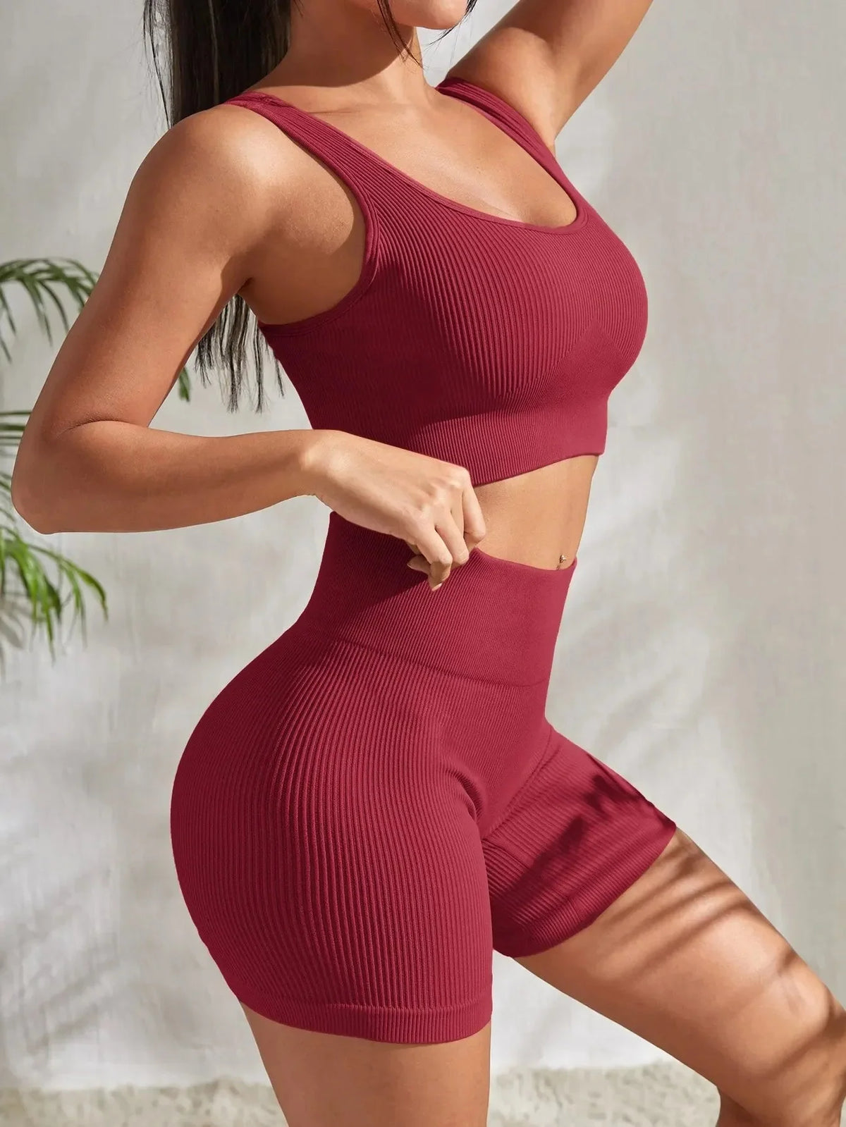 Women's Seamless Ribbed Yoga Set
