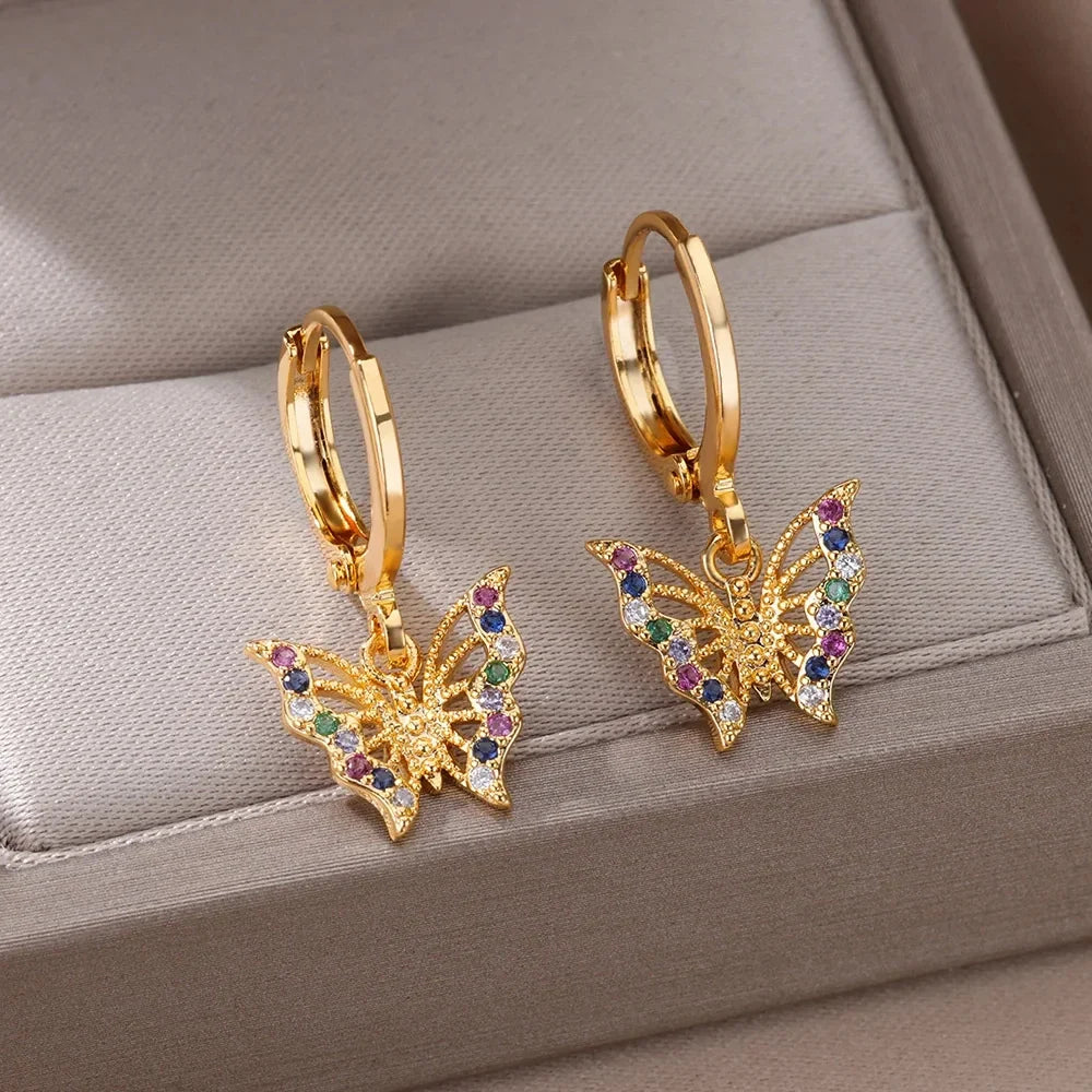 Zircon Butterfly Stud Earrings