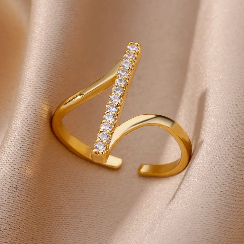 Zircon Geometric Open Ring II