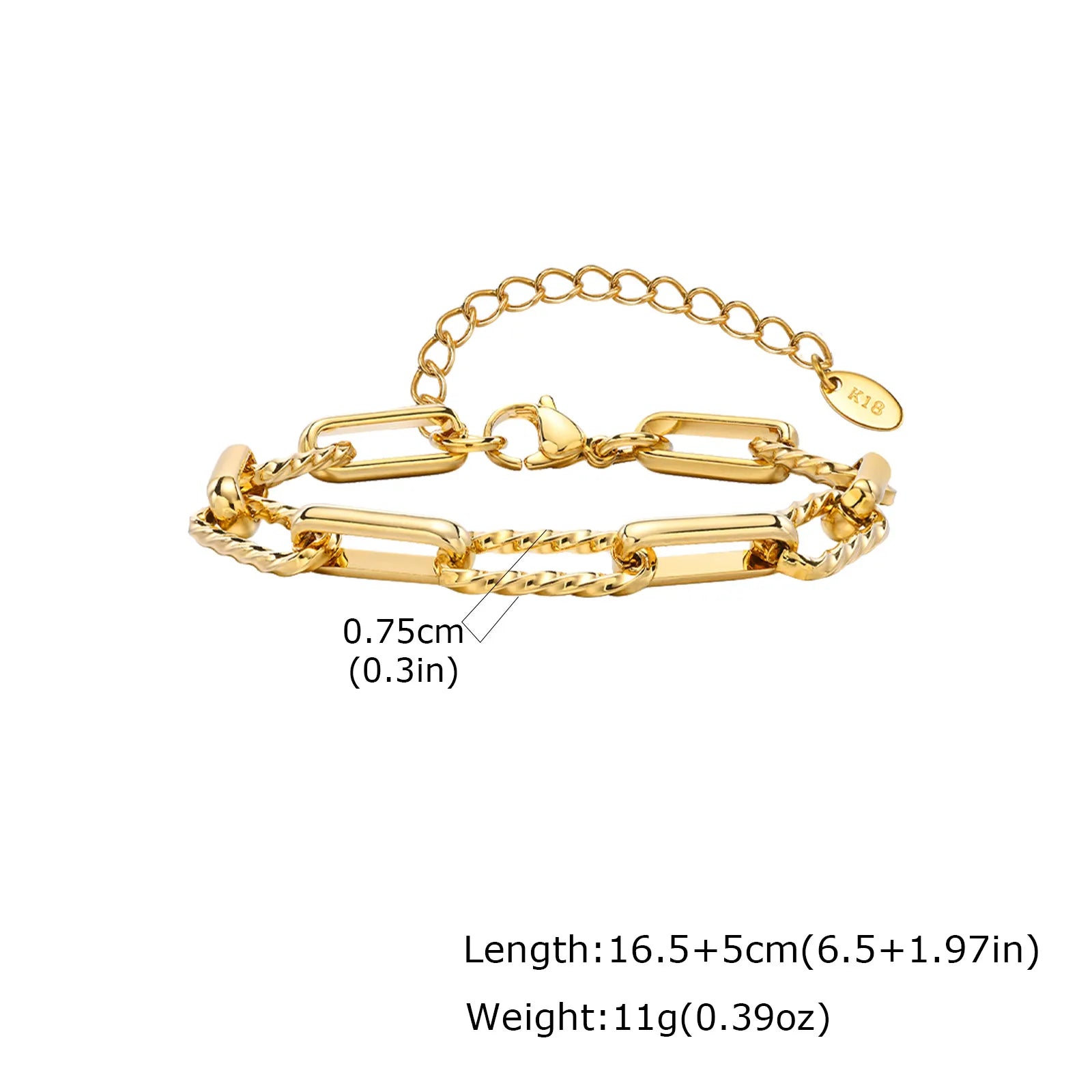 Two Tone Twist Paperclip Bracelet