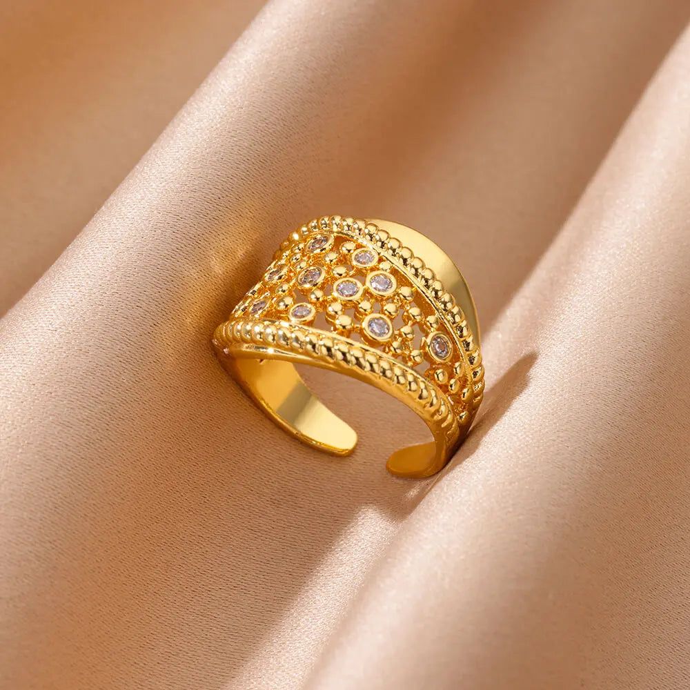 Zircon Geometric Open Ring