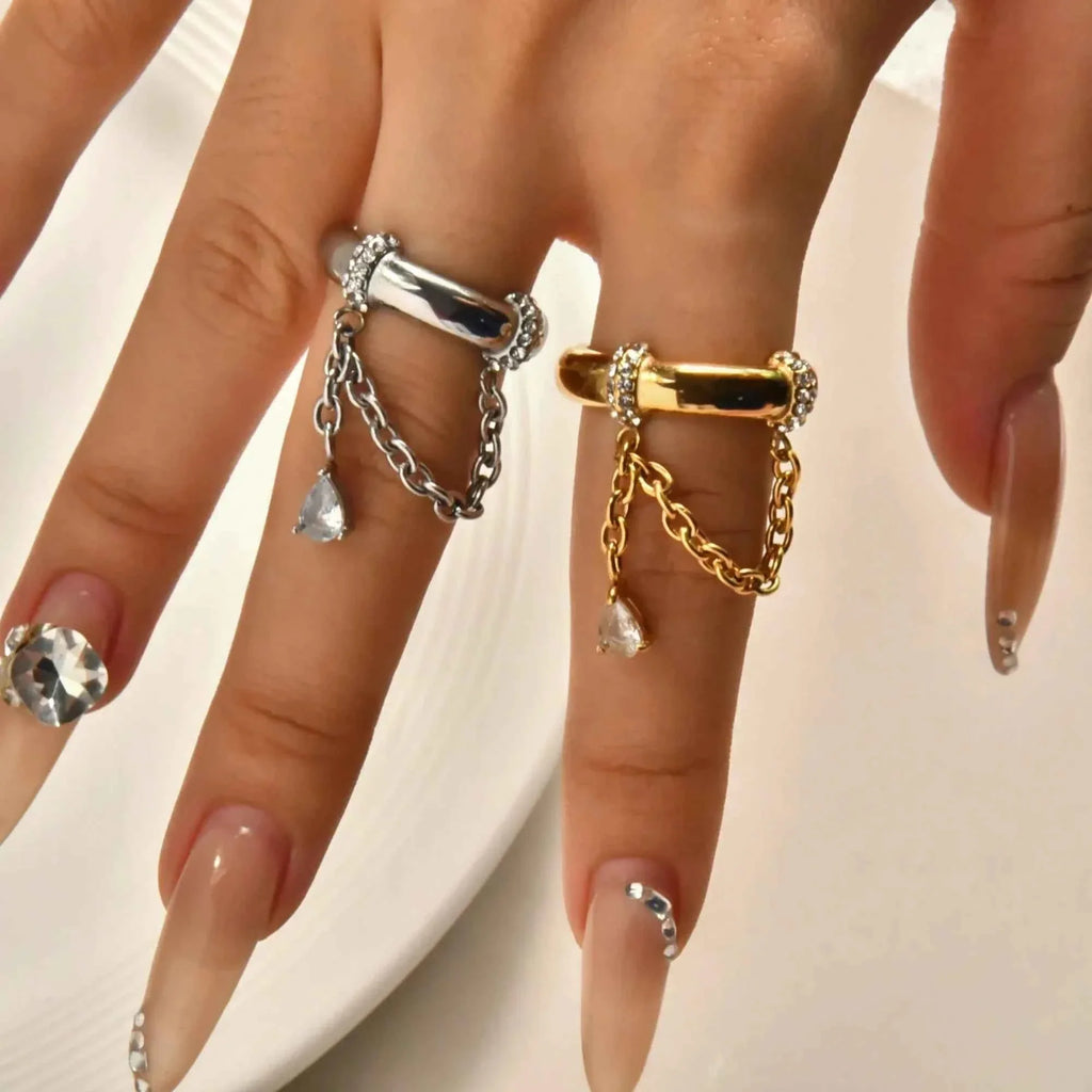 Tassel Drop Zircon Ring