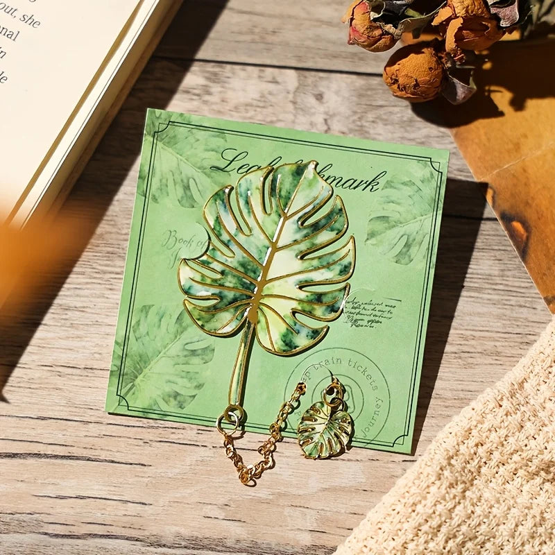Vintage Leaf Bookmark Metal Pendant Reading Accessory Gift