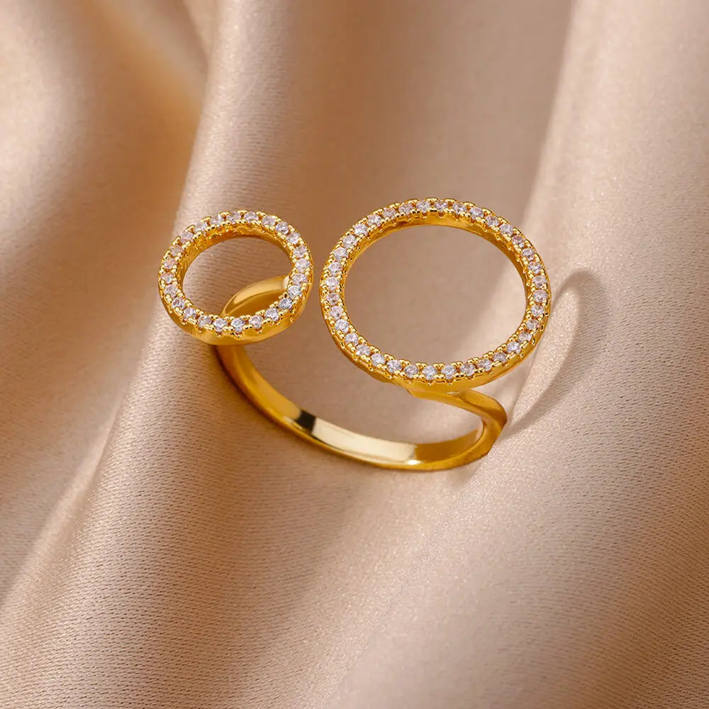 Zircon Double Circle Ring