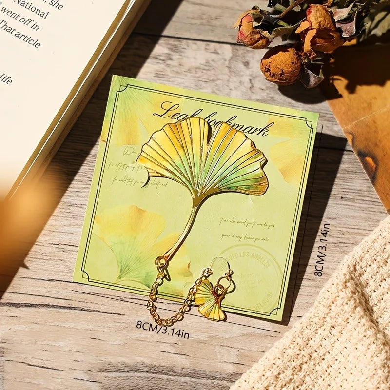 Vintage Leaf Bookmark Metal Pendant Reading Accessory Gift