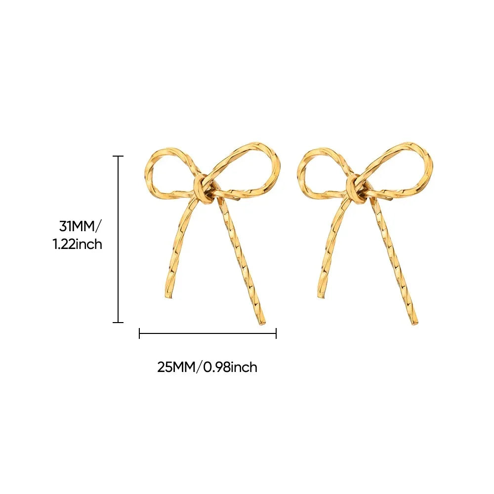 Vintage Bowknot Gold Stud Earrings
