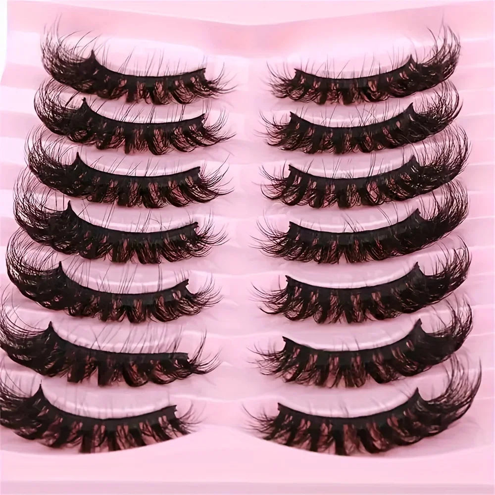 Fluffy Cat Eye Lashes Wispy 6D Volume False Eyelashes Soft Curly Fake Lashes