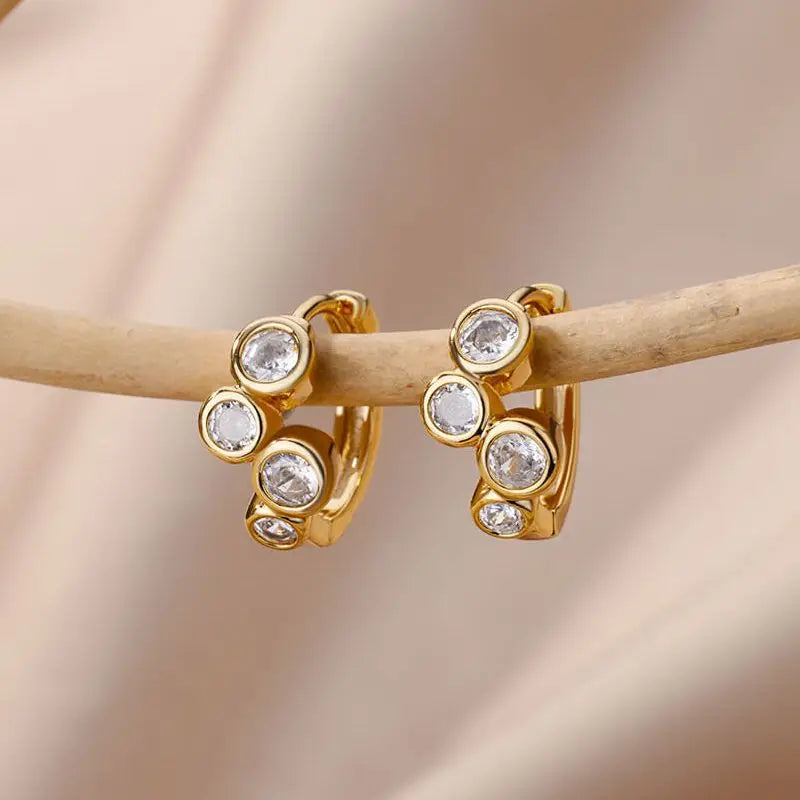 Zircon Hoop Piercing Earrings