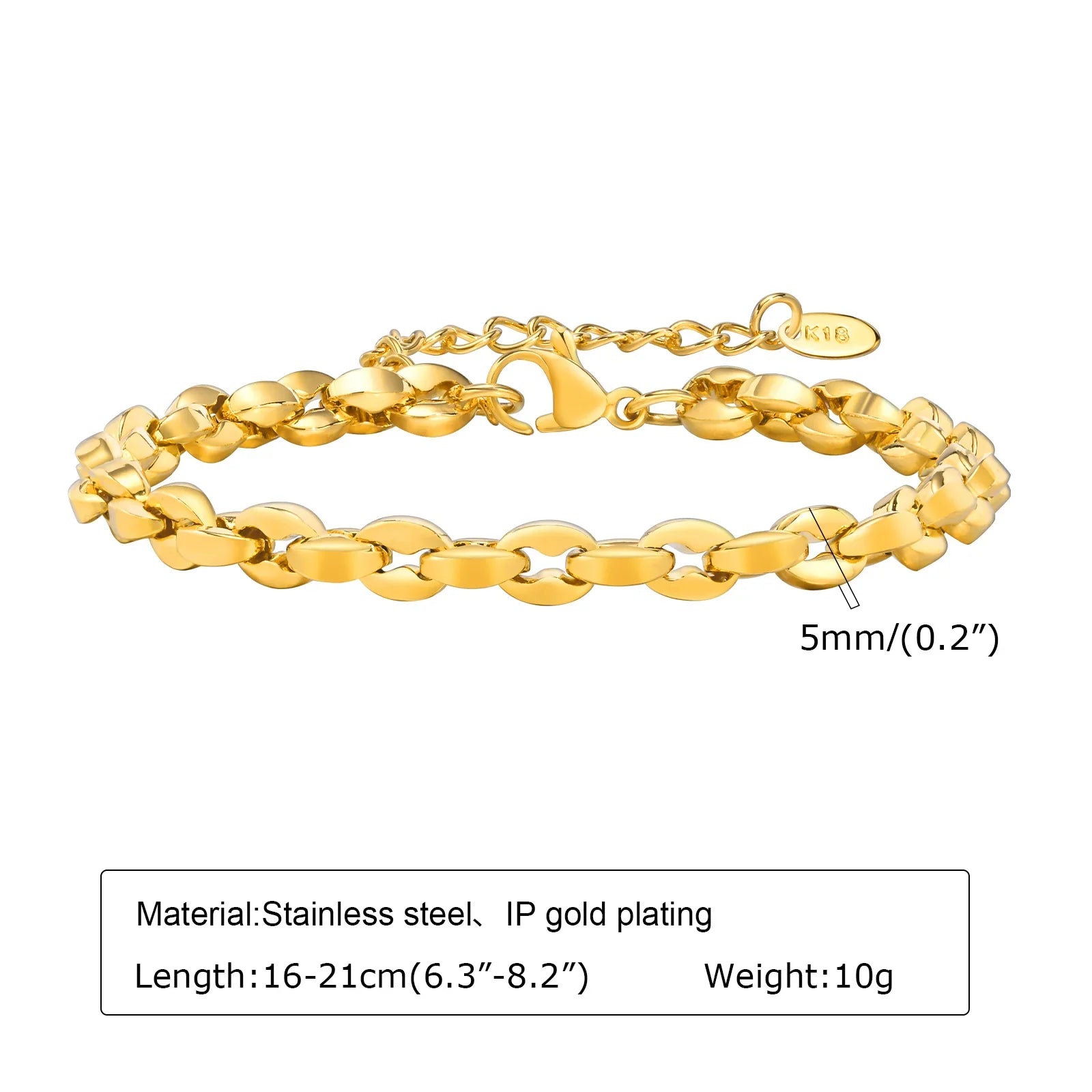 18K Gold Twist Paperclip Bracelet