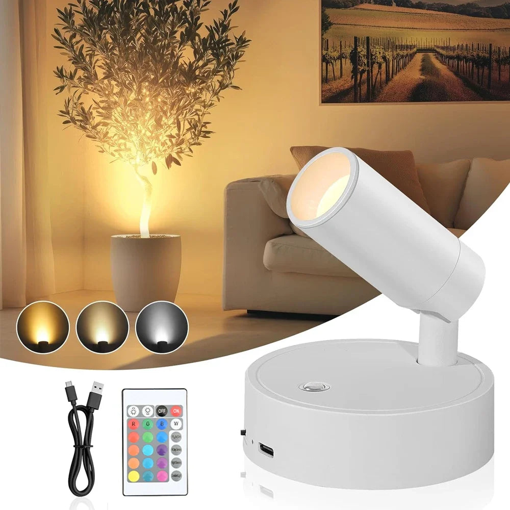 RGB Night Light | Magnetic Base USB Rechargeable LED Wall Lamp, Touch Switch