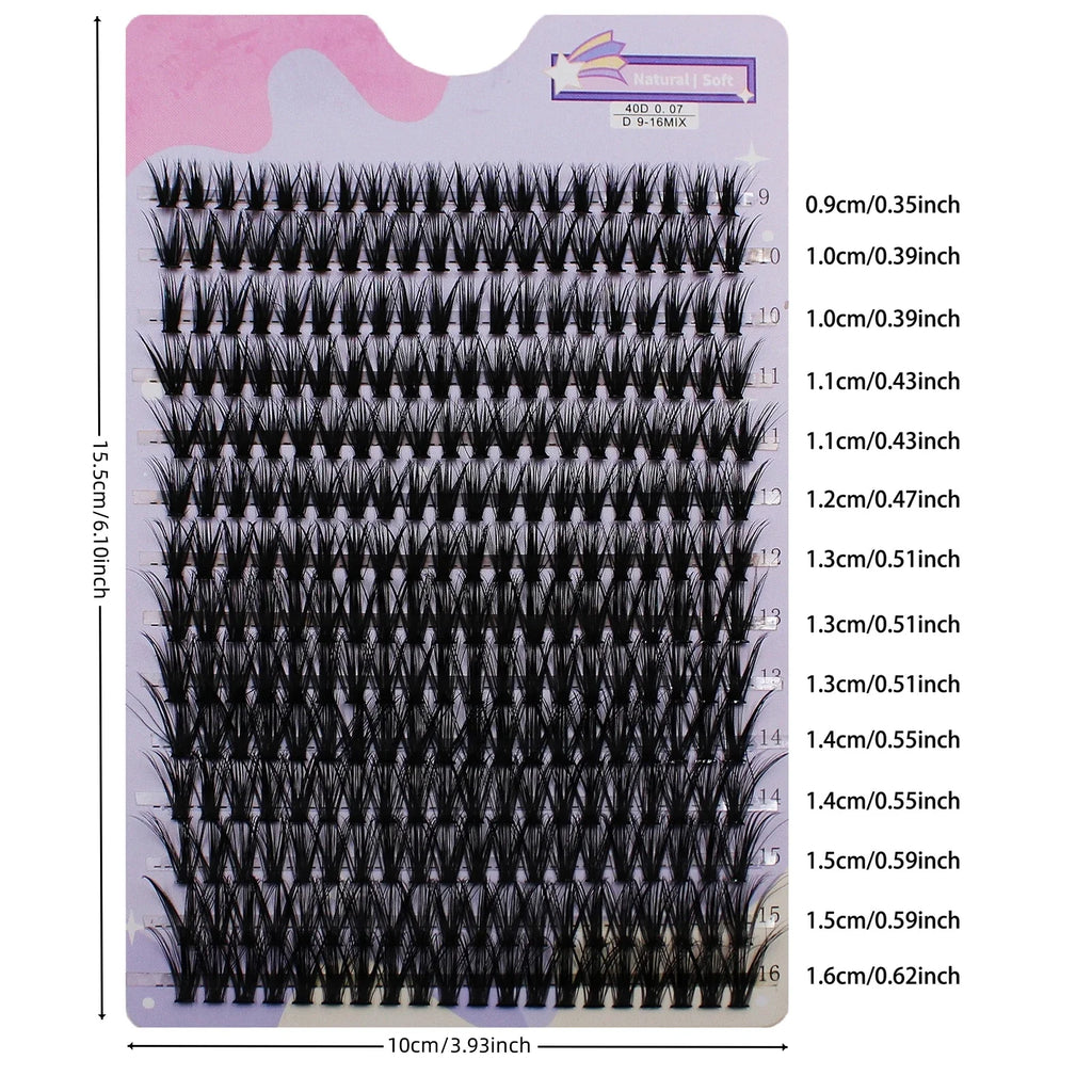 280 Pcs 30D 9-16mm Mixed D Curl Cluster Lashes | DIY Lash Extensions Kit
