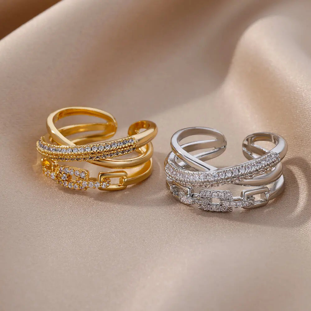 Zircon Twist Chain Ring
