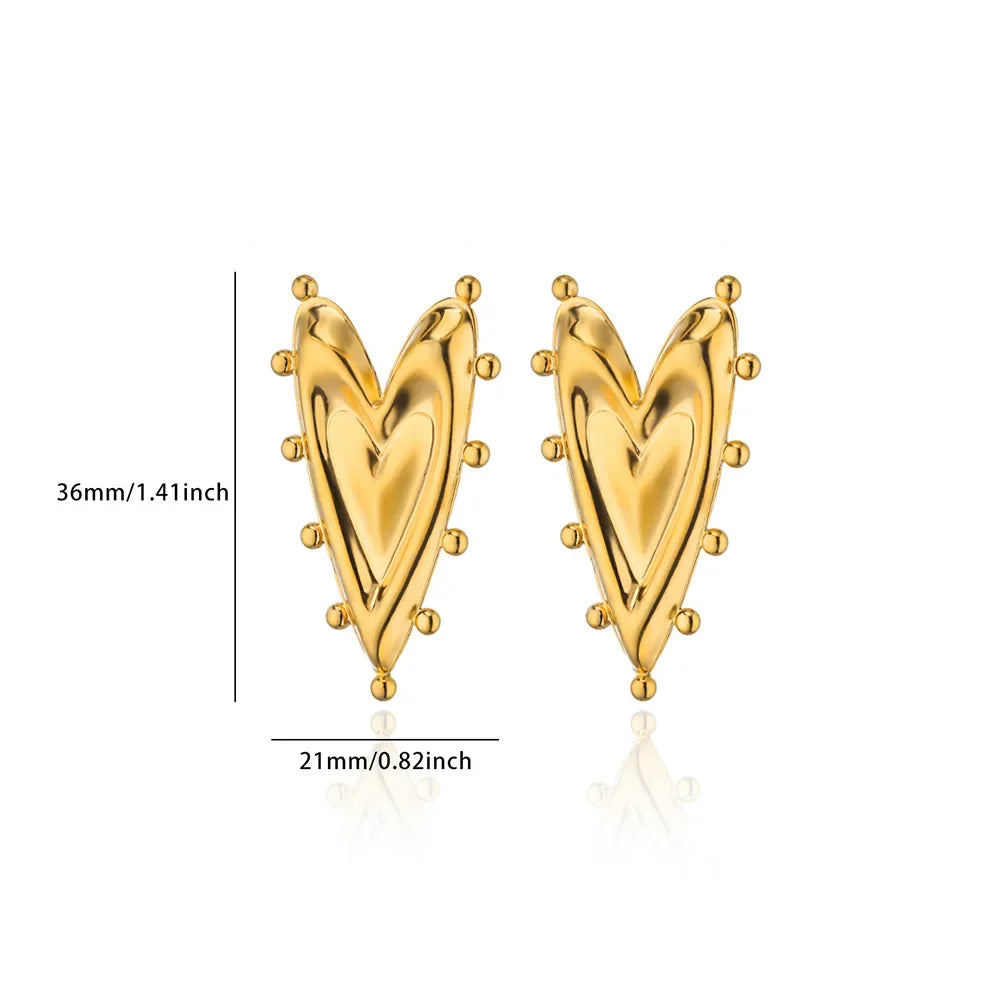 Vintage Geometric Heart Earrings