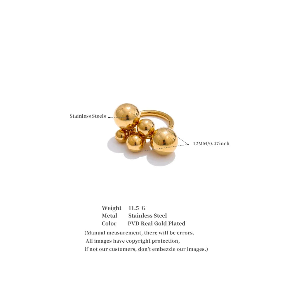 Stainless Steel Beads Ball Ring
