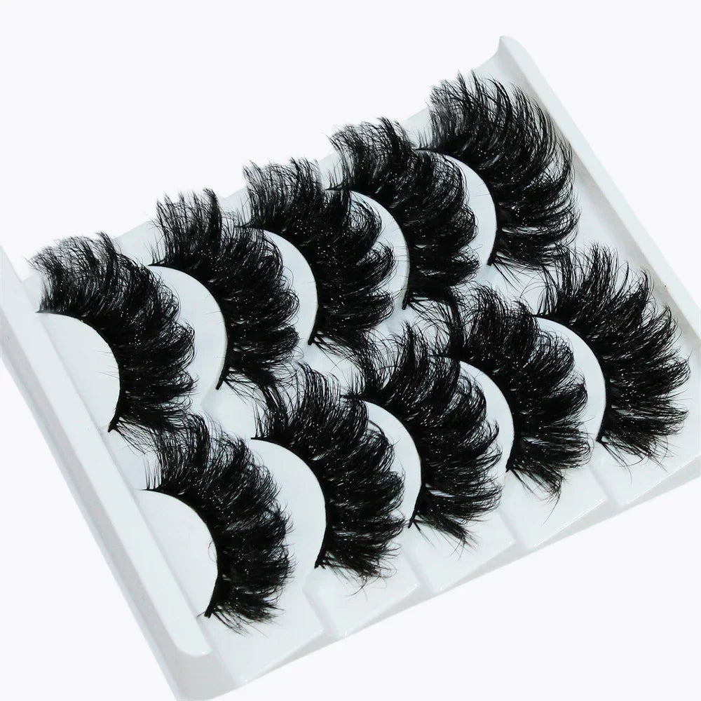 Thick Dramatic Faux Mink Eyelashes | 5 Pairs of Fluffy 3D Lashes for Dramatic Volume