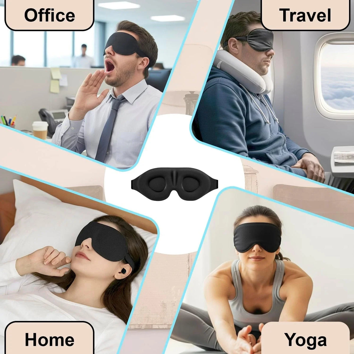 3D Sleep Mask with Zero Eye Pressure | Light Blocking Travel Eye Mask