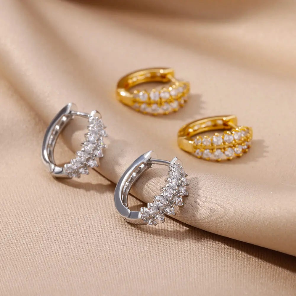 Zircon Hoop Piercing Earrings
