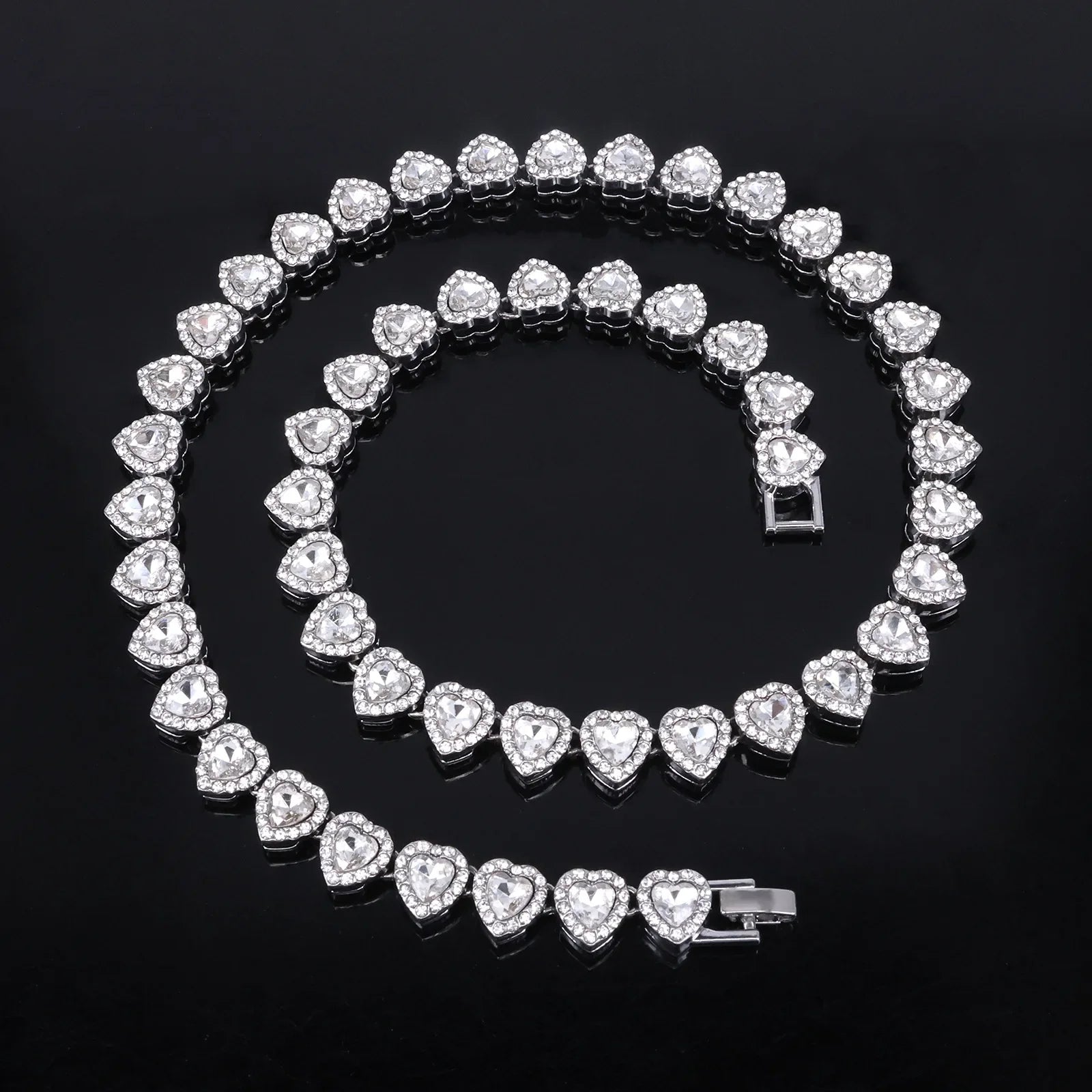 Heart Rhinestone Tennis Chain Set