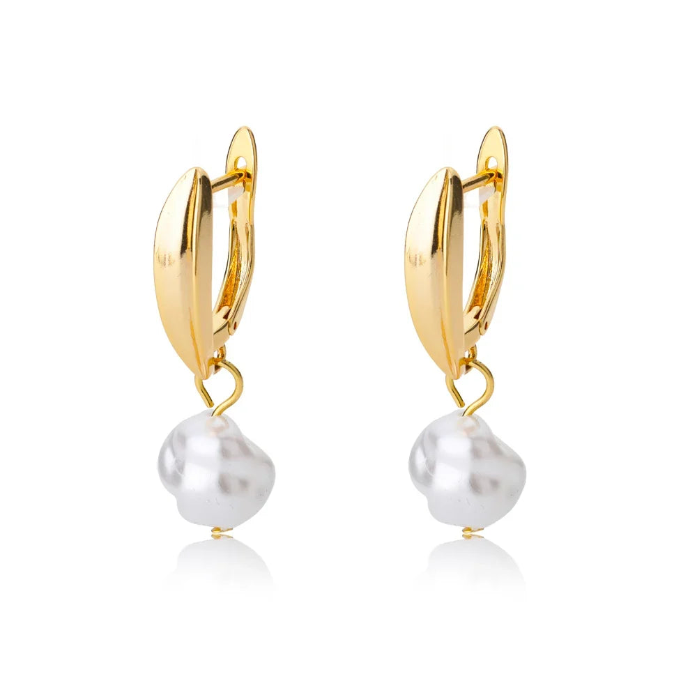 Zircon Natural Pearl Hoop Earrings