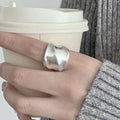 925 Sterling Silver Frosting Geometry Ring | Textured Wide Band for Women