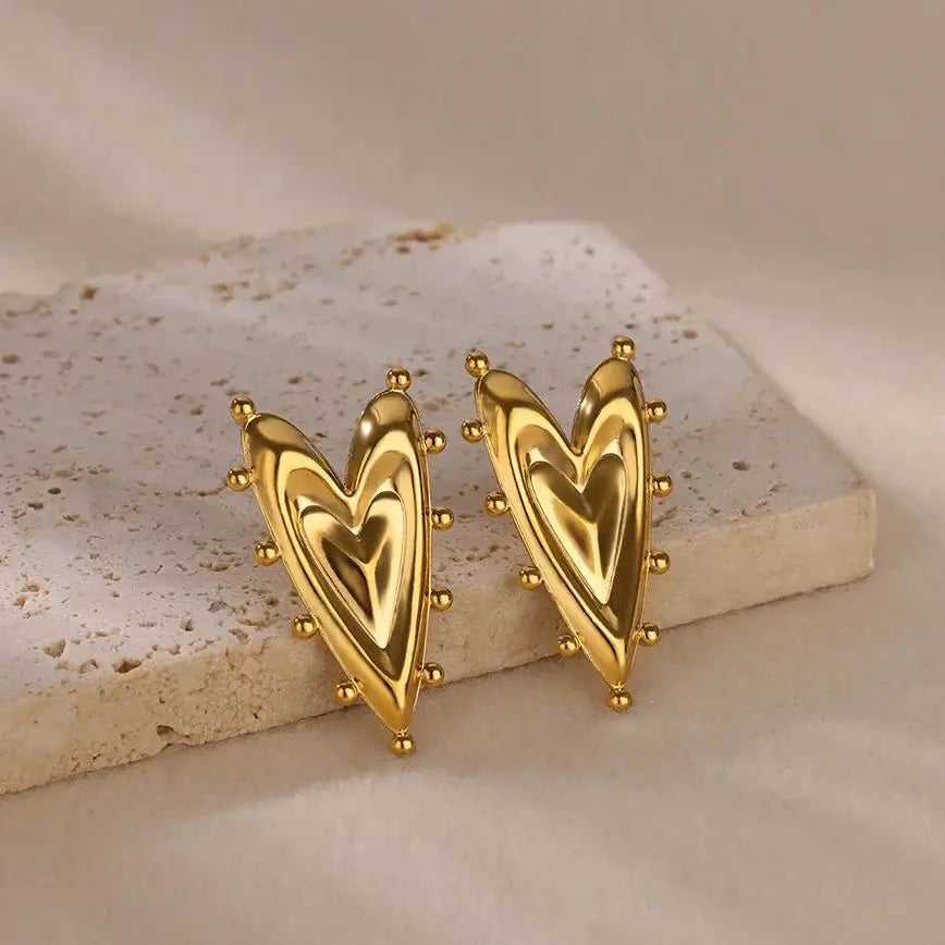 Vintage Geometric Heart Earrings