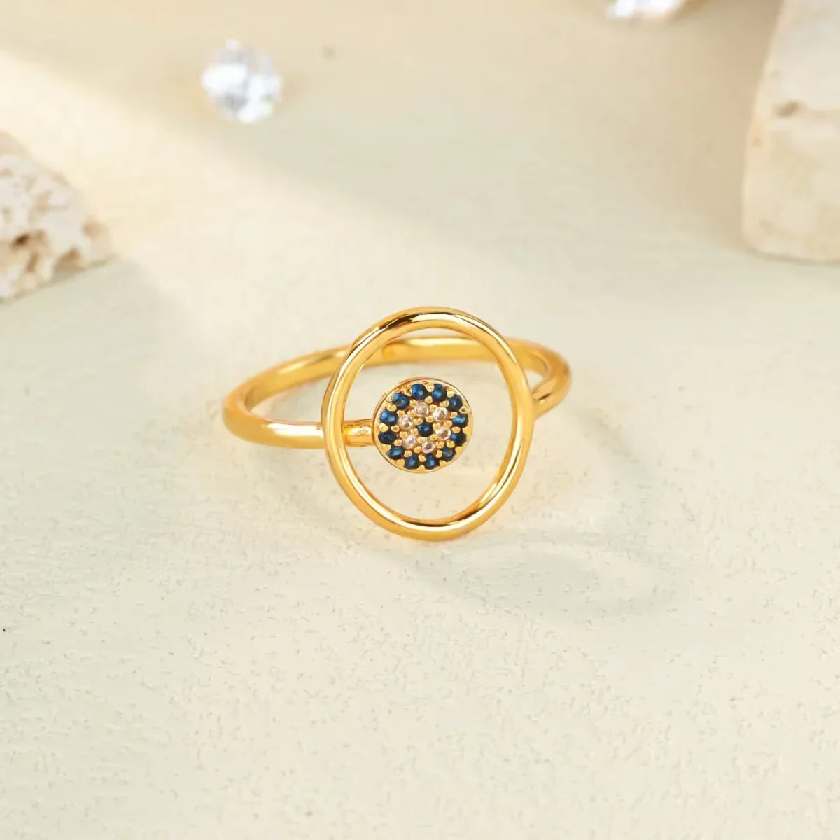 Vintage Green Stone Flower Zircon Ring