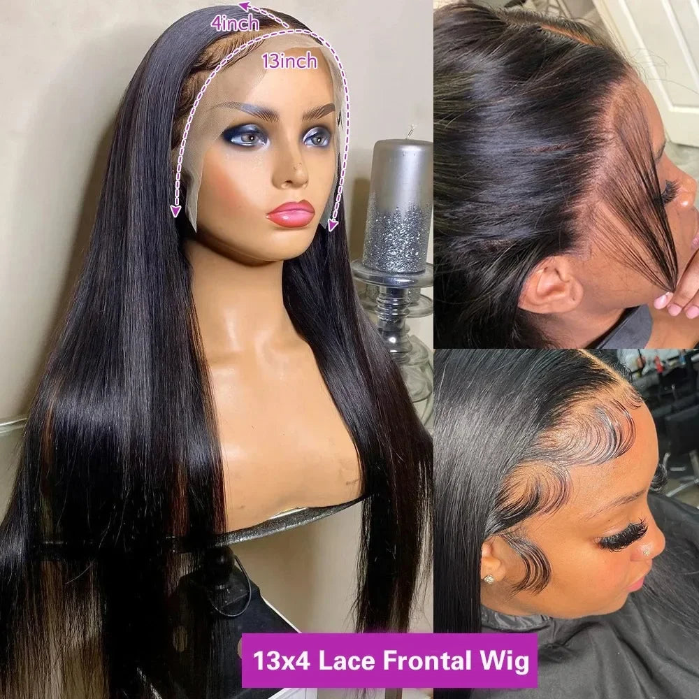 13x4 13x6 HD Lace Frontal 5x5 Closure Wigs | 40 42 Inch Bone Straight Glueless Human Hair Wigs