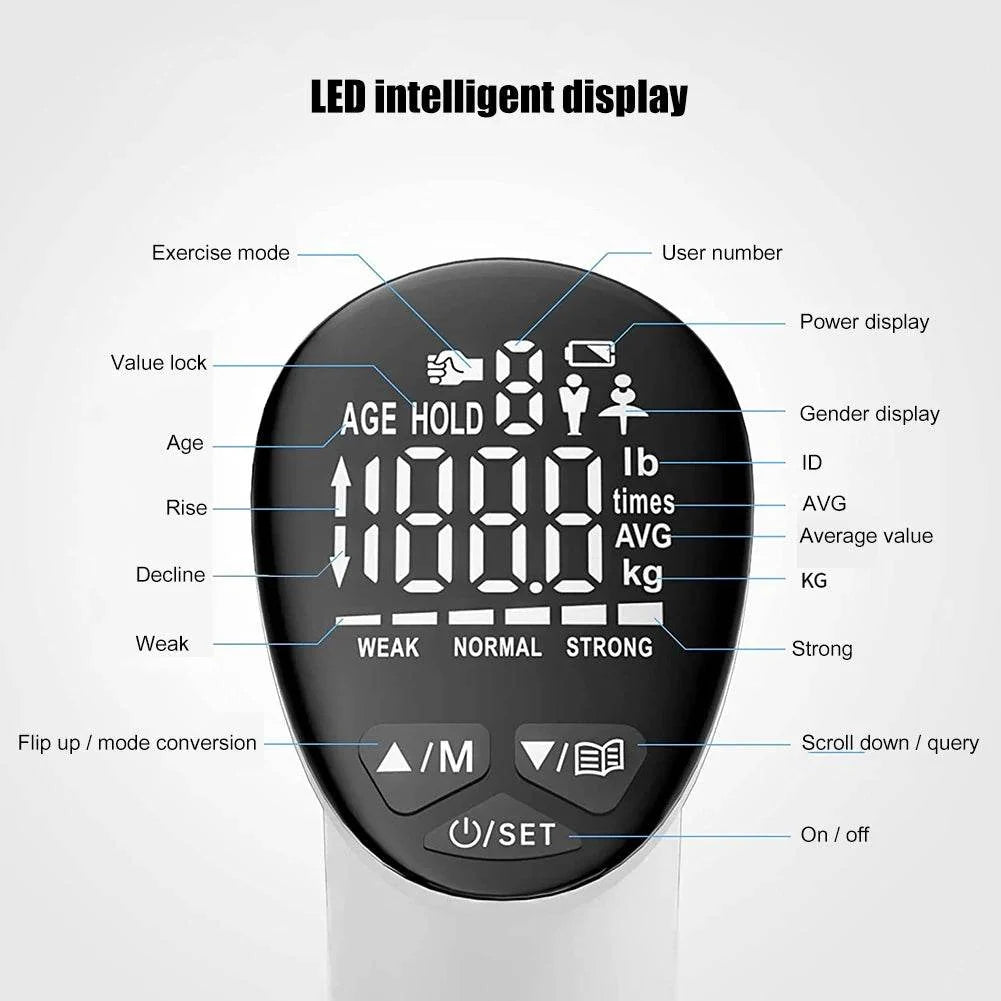 LED Digital Electronic Hand Grip Power Strength Trainer Tester