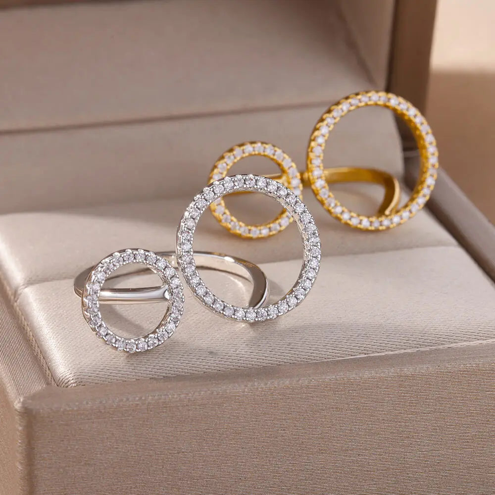 Zircon Double Circle Ring