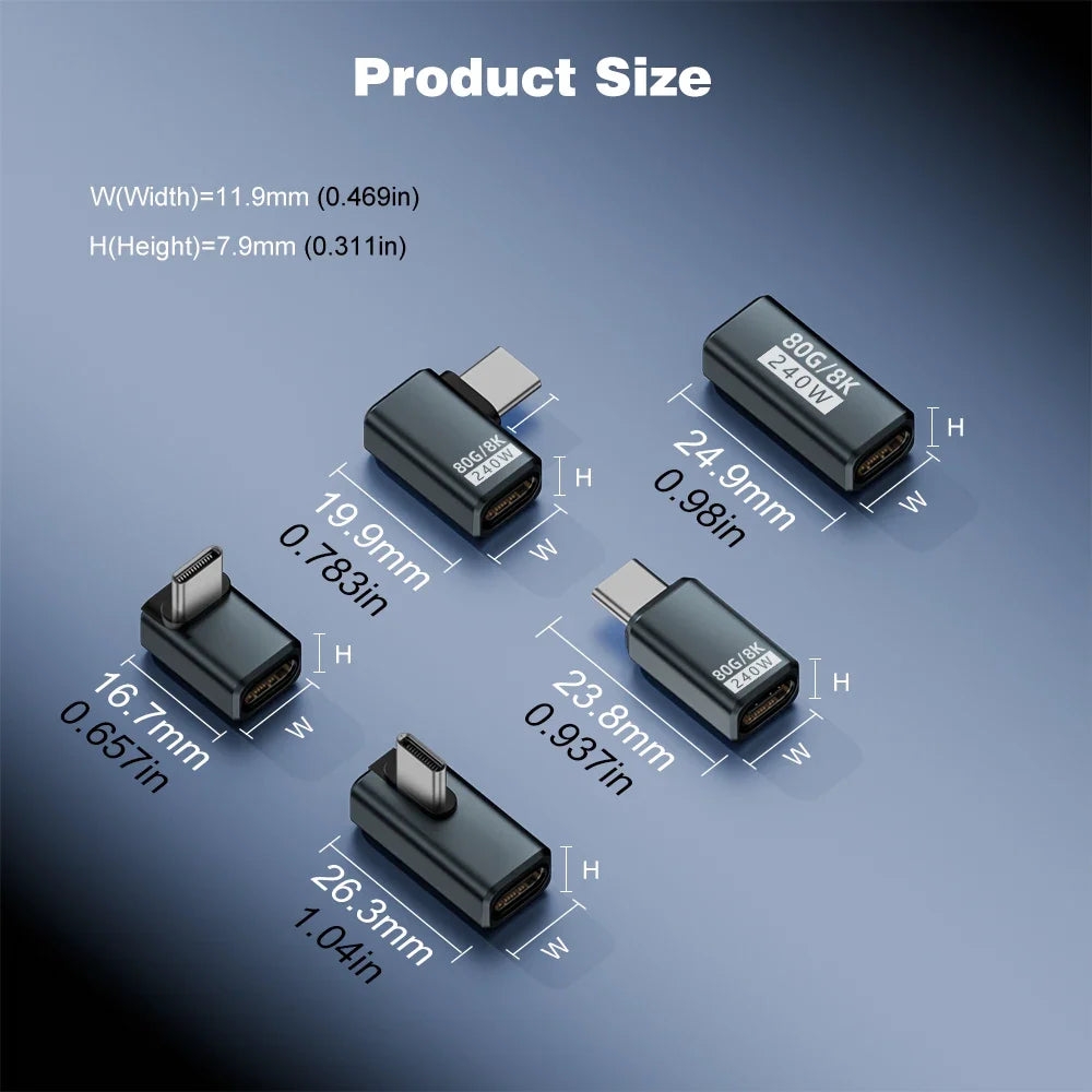 USB4 V2 90 Degree USB-C Angle Adapter | 80Gbps Thunderbolt 5/4/3 Elbow Connector
