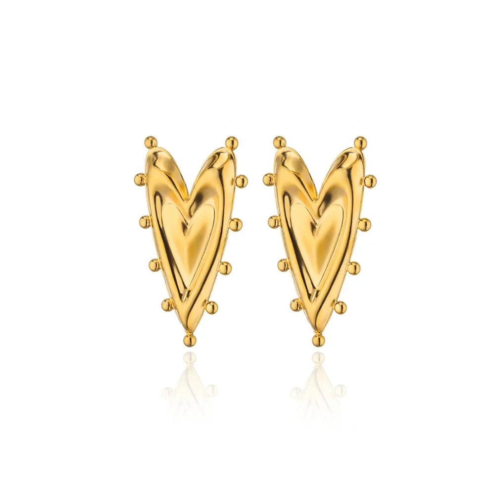 Vintage Geometric Heart Earrings