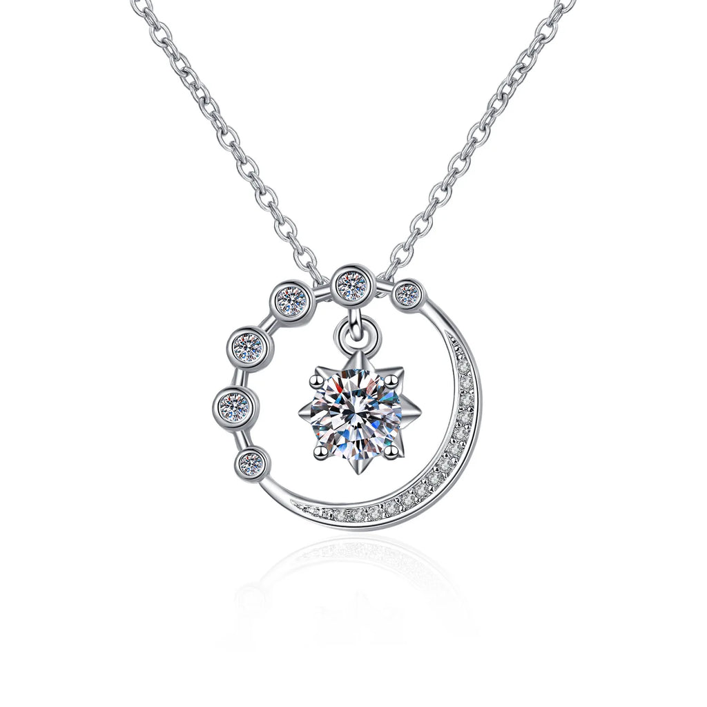 Sterling Silver Necklace Pendant Shining Zircon