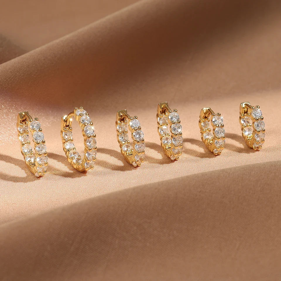 Zircon Huggie Cartilage Ear Cuff Set