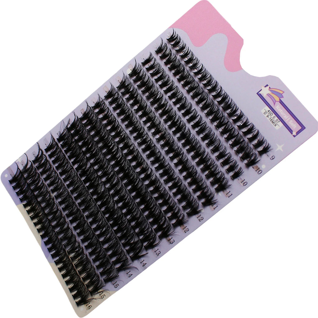 14 Rows 280 Clusters 40D Mix 9-16mm Cluster Lashes | Natural Thick Strip Eyelash Extensions