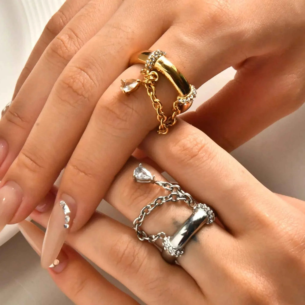 Tassel Drop Zircon Ring