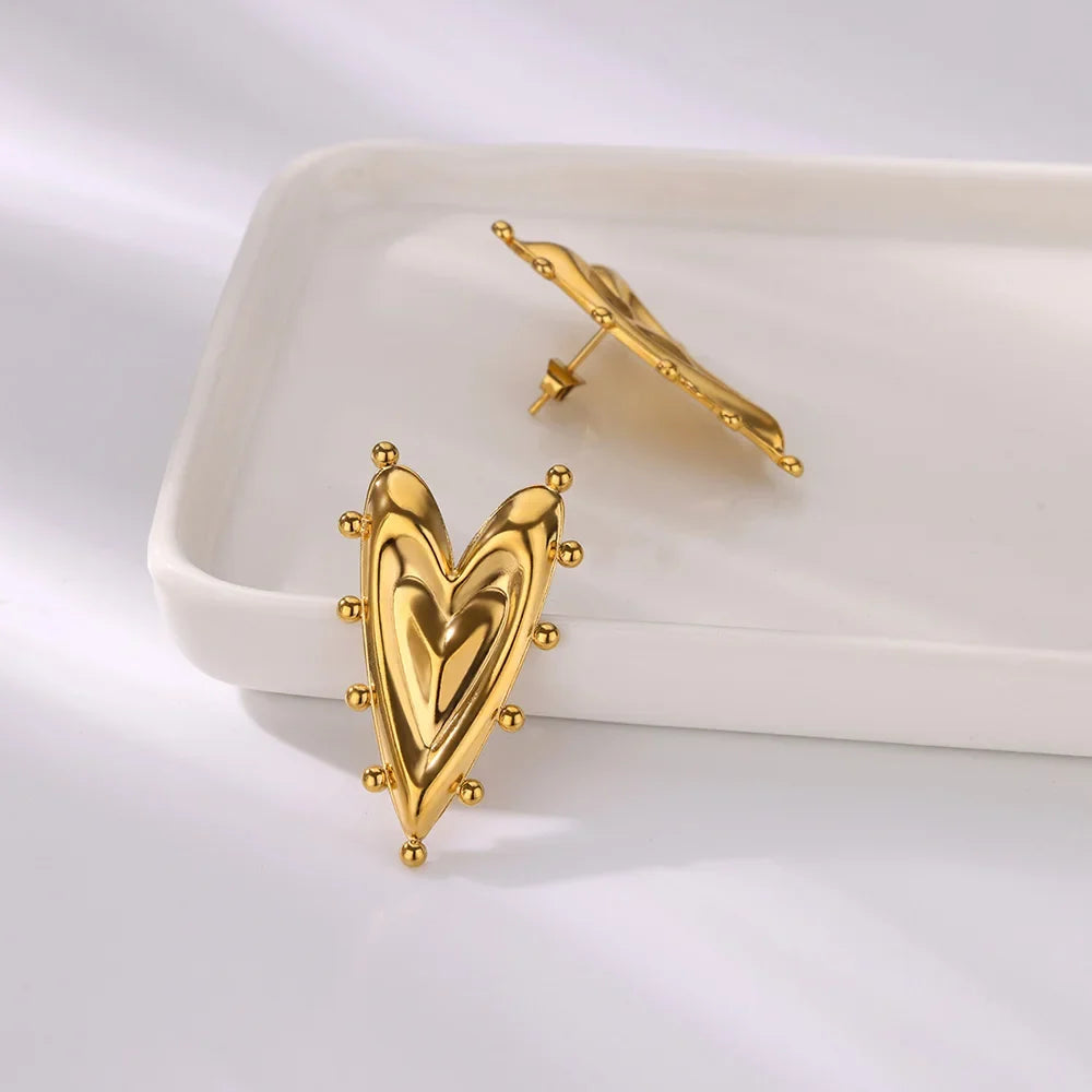 Vintage Geometric Heart Earrings