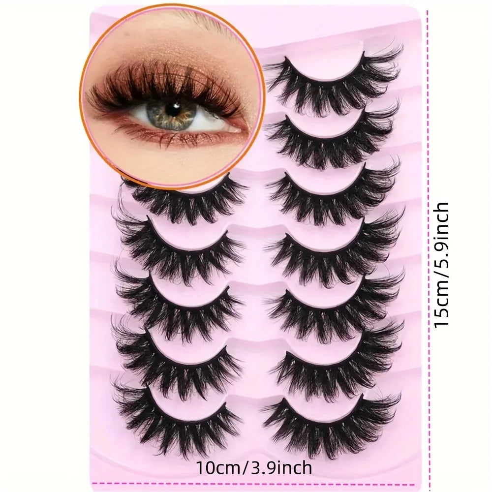 Fluffy Cat Eye Lashes Wispy 6D Volume False Eyelashes Soft Curly Fake Lashes