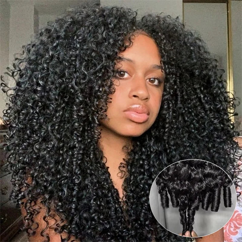 300 Density Burmese Curly Human Hair Wigs For Women 4C Afro Kinky Culry 3 IN 1 Half Wigs Human Hair Wigs 100% Human Hair On Sale