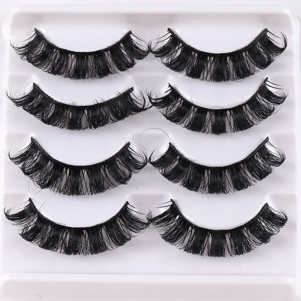3D Russian Fluffy Faux Mink Lashes Reusable Strip Lash Starter Kit
