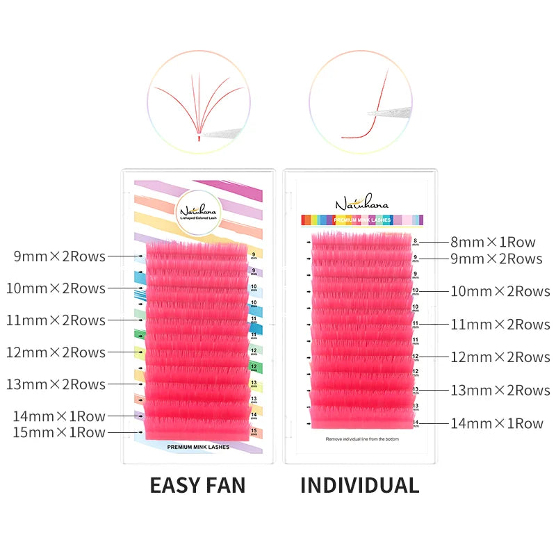 NATUHANA L/LU Curl Auto Fan Colored Lashes | Easy Fan Color Eyelash Extension