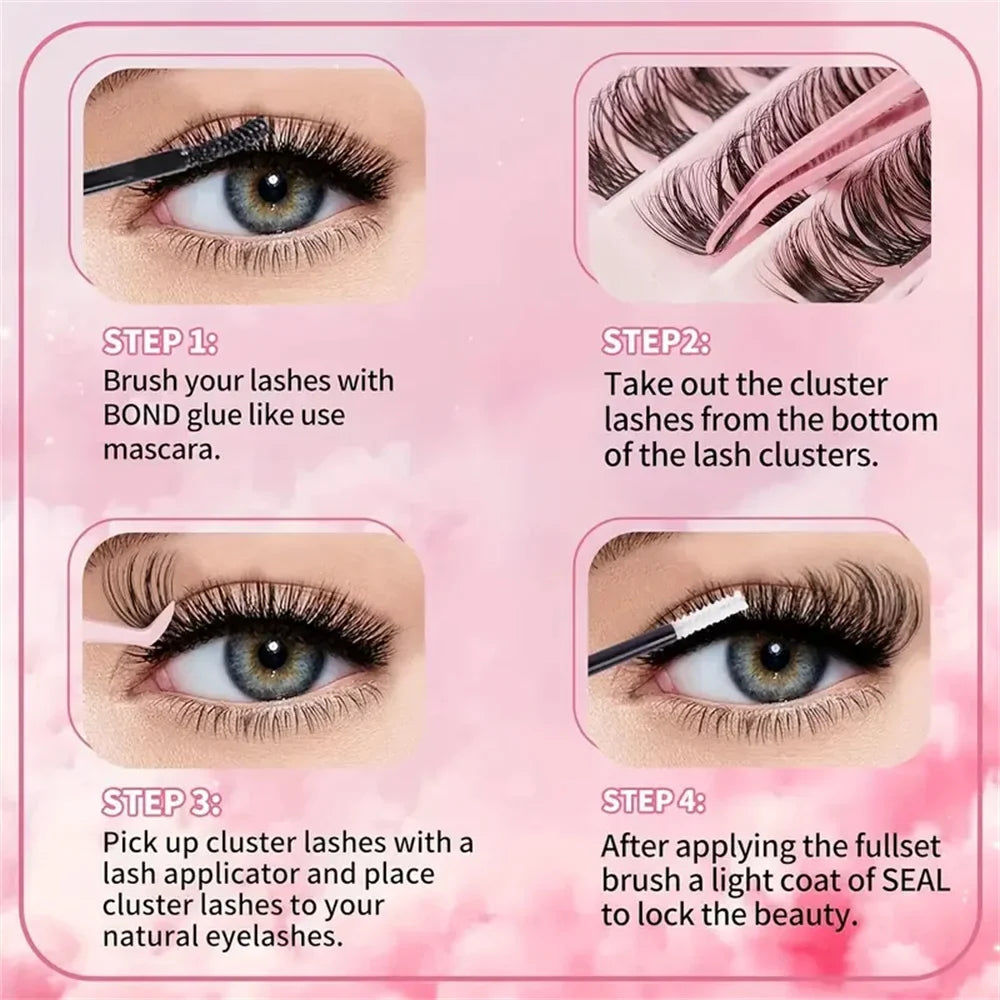 200-Piece Single Cluster False Eyelash Set | Faux Mink Fluffy Natural Lashes