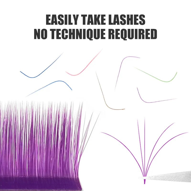 NATUHANA L/LU Curl Auto Fan Colored Lashes | Easy Fan Color Eyelash Extension