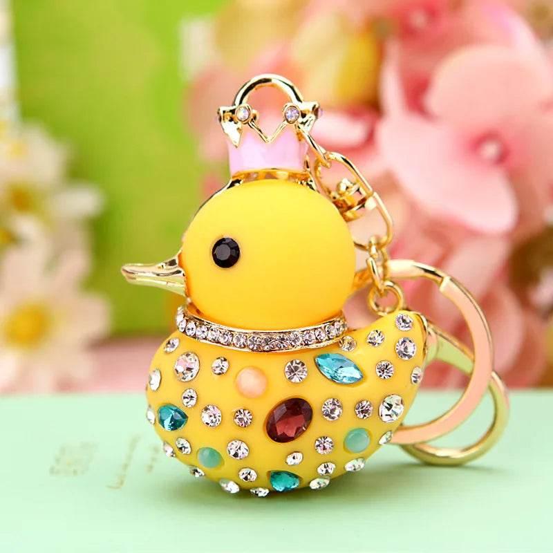 Duck Rhinestone Keychain Charm Pendant