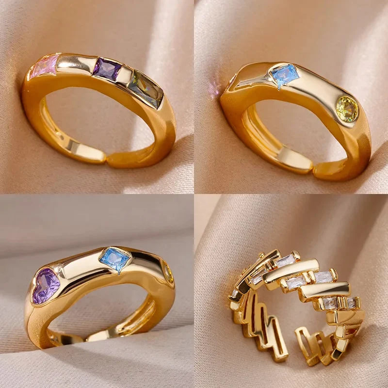 Zircon Square Geometric Ring