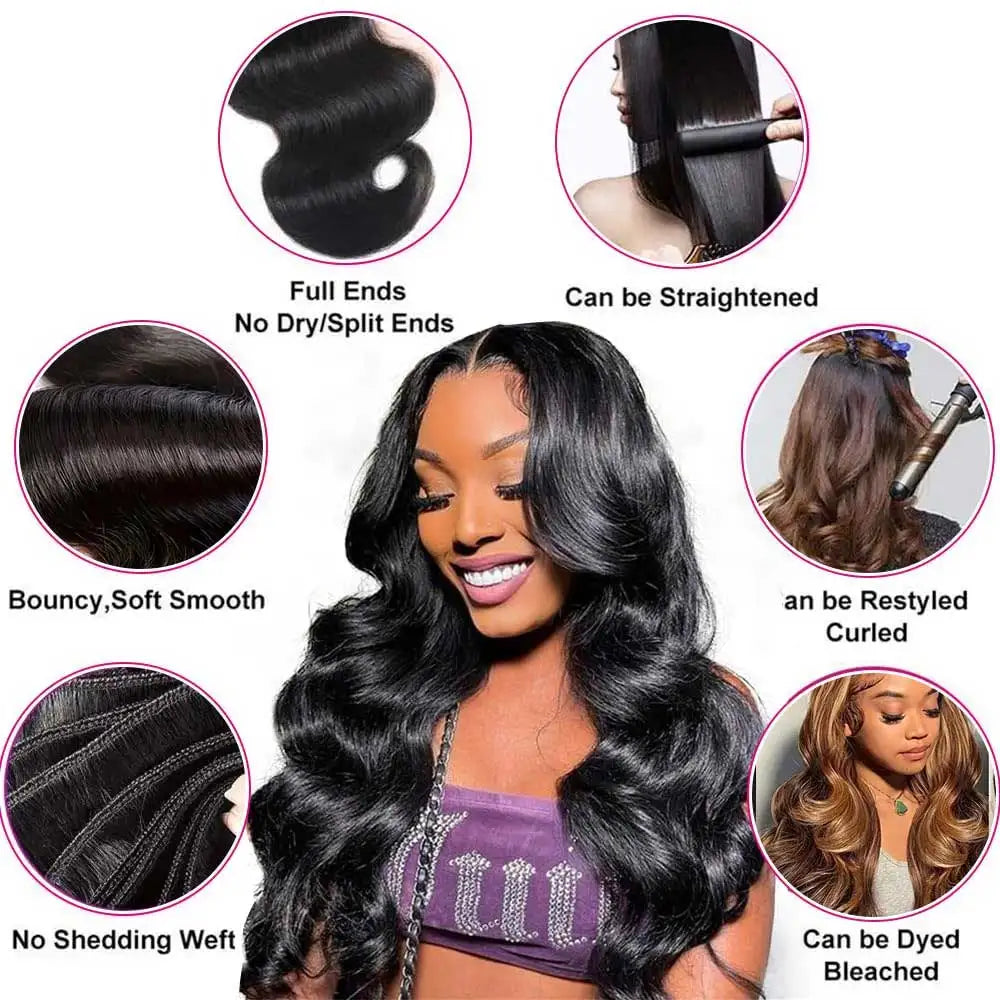 30 40 Inch Body Wave 1 3 4 Bundles Brazilian Remy Virgin Human Hair Wavy Double Bundles Weave Extensions