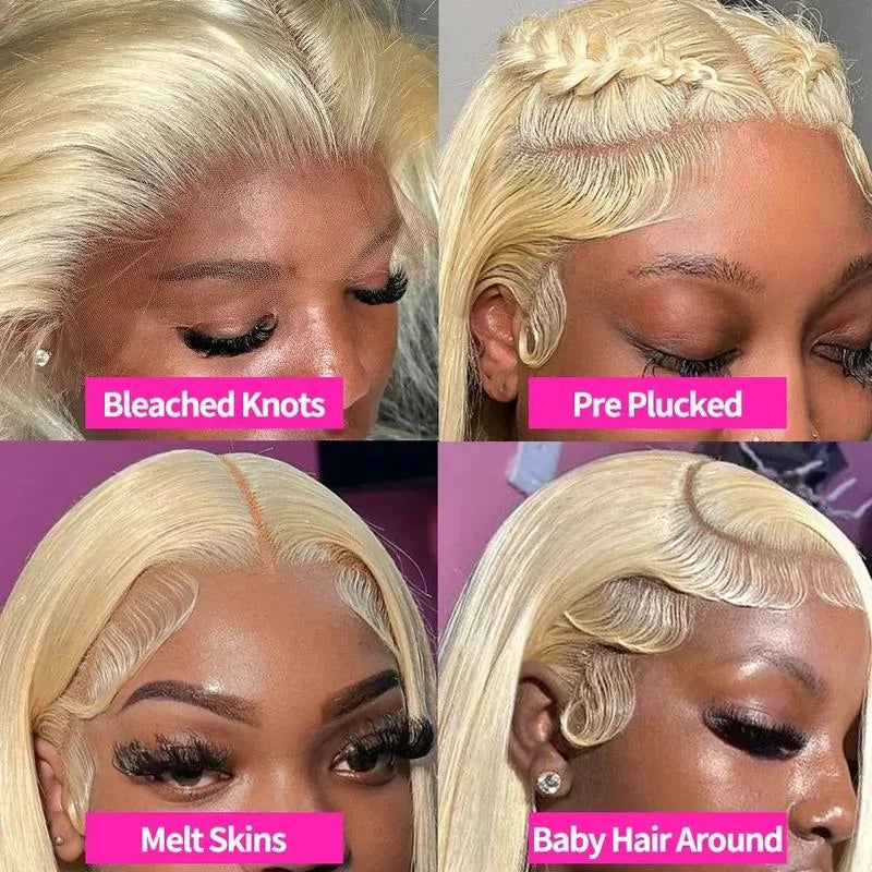 40Inch Straight Blonde 613 Blonde Human Hair Lace Frontal Wig 13x6 Transparent Blonde Lace Front Wigs Pre Plucked Human Hair Wig