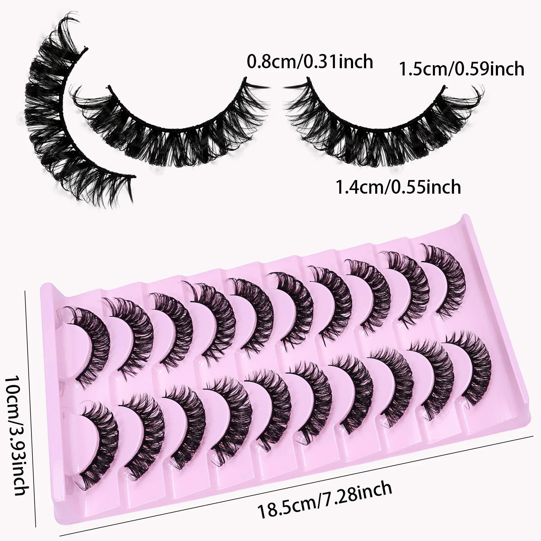 10 Pairs D Curl Russian Strip Lashes | Fluffy Volume False Eyelashes for a Dramatic Cat Eye Look