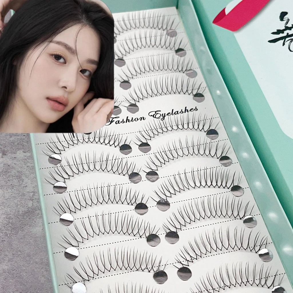 Anime Style False Eyelashes 10 Pairs | 11mm C-Shaped Curled DIY Strip Lashes