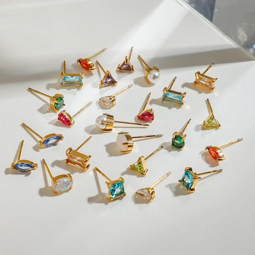 Birthstone Gemstone Stud Earrings