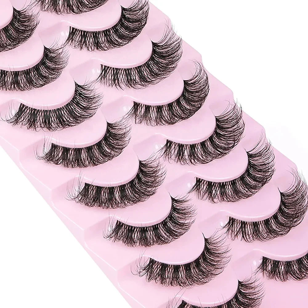 10 Pairs 6D Super Fluffy Wispy Faux Mink Eyelashes | Cat Eye Effect Dramatic Lashes